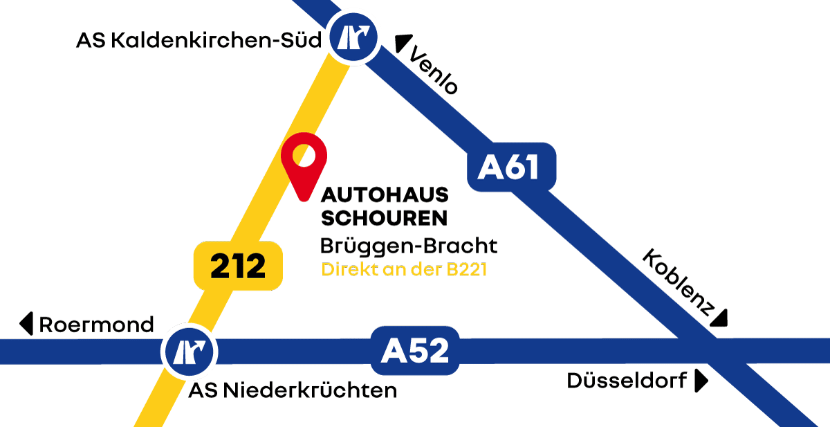 Anfahrt Autohaus Schouren Brüggen Bracht