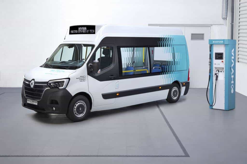 Renault MASTER H2-TECH City Bus (Kleinbus) mit Brennstoffzelle (Wasserstoff) Seiten- und Frontansicht Autohaus Schouren